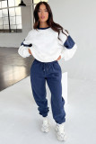 EVE Color Block Long Sleeve Sweatshirts Two Piece Pants Set SSNF-211404
