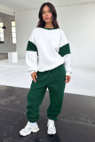 EVE Color Block Long Sleeve Sweatshirts Two Piece Pants Set SSNF-211404