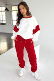 EVE Color Block Long Sleeve Sweatshirts Two Piece Pants Set SSNF-211404