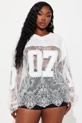 EVE Lace Embroidered Patchwork Long Sleeve Tops YWXS-K25L1153