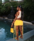 EVE Letter Print Mesh Sleeve Knits Tank Top YWXS-K25L1085