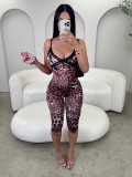 EVE Leopard Print Sling Lace Patchwork Jumpsuit YWXS-K25L1115