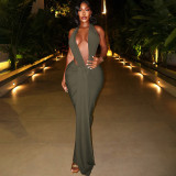 EVE Sleeveless Halterneck Backless Split Long Dress GZJQ-K25D80072