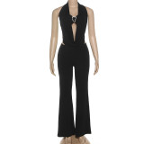 EVE Sexy Wrap Chest Halterneck Pants Suit GZJQ-K25S81038