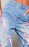 EVE Bow-Tie High-Waisted Wide-Leg Jeans GSMF-ZC12874