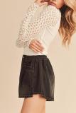 EVE Fashion Holes Washed Denim Shorts GSMF-14457#