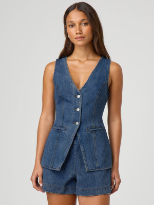 EVE Denim Sleeveless Vest Two Piece Shorts Set GSMF-ZC13368