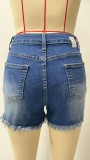 EVE Fashion Washed Raw Edges Denim Shorts GSMF-9115#