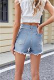 EVE Fashion Washed Raw Edges Denim Shorts GSMF-9115#