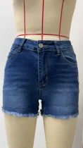 EVE Solid Color Washed Denim Shorts GSMF-GS8002#