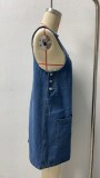 EVE Sleeveless Loose Denim Mini Dress GSMF-14463#