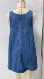 EVE Sleeveless Loose Denim Mini Dress GSMF-14463#
