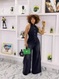 EVE Sleeveless Single-button Backless Denim Jumpsuit GSMF-13390
