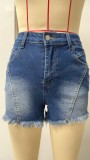 EVE Fashion Washed Raw Edges Denim Shorts GSMF-9115#