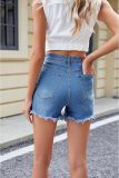 EVE Fashion Washed Raw Edges Denim Shorts GSMF-9115#