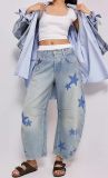 EVE Print Loose Wide Leg Waished Jeans GSMF-318