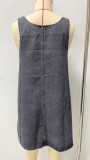 EVE Sleeveless Loose Denim Mini Dress GSMF-14463#