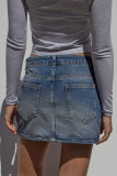 EVE Casual Denim Washed Skirts GSMF-14369#