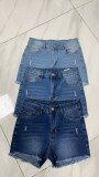 EVE Solid Color Washed Denim Shorts GSMF-GS8002#
