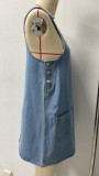 EVE Sleeveless Loose Denim Mini Dress GSMF-14463#