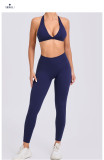 EVE Solid Color Sport Halterneck Bra Pants Suit GQSA-10317/43202
