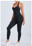 EVE Solid Color Halterneck Backless Sport Jumpsuit GQSA-520166