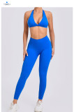EVE Solid Color Sport Halterneck Bra Pants Suit GQSA-10317/43202