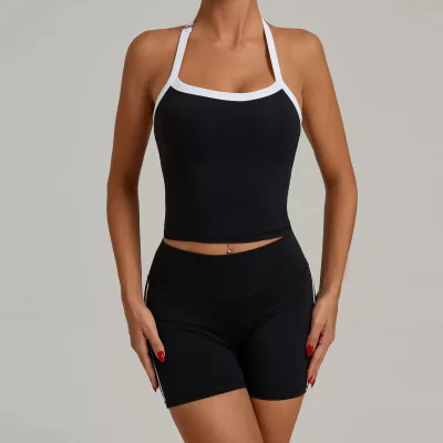 EVE Halterneck Backless Tight Sport Two Piece Shorts Set GQSA-1211/1340