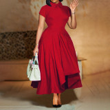 EVE Plus Size Solid Color Irregular Midi Dress GATE-514