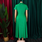 EVE Plus Size Solid Color Irregular Midi Dress GATE-514