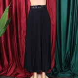 EVE Plus Size High Waist Press Pleated Half Body Skirt(With Belt) GATE-D293P