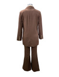 EVE Plus Size Solid Color Blazer Wide Leg Pants Suit YZCF-ZL1775