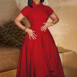 EVE Plus Size Solid Color Irregular Midi Dress GATE-514