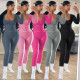 EVE Long Sleeve Solid Color Two Piece Pants Set YD-YM009-D1