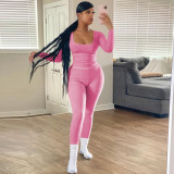 EVE Long Sleeve Solid Color Two Piece Pants Set YD-YM009-D1