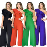 EVE Solid Color Single Shoulder Jumpsuit GYLY-10348