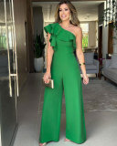 EVE Solid Color Single Shoulder Jumpsuit GYLY-10348