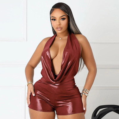 EVE Hatlerneck Backless Tie Up Romper MXBF-J25RP138