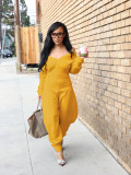 EVE Solid Color V Neck Flare Jumpsuit SFY-780