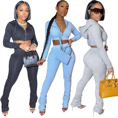 EVE Long Sleeve Zipper Hooded Sport Pants Suit HMS-6520