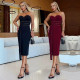 EVE Wrap Chest Solid Color Bandage Dress BY-7517