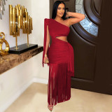 EVE Single Shoulder Tassel Maxi Dress GTYZ-7536