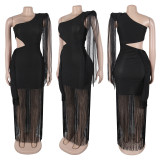 EVE Single Shoulder Tassel Maxi Dress GTYZ-7536