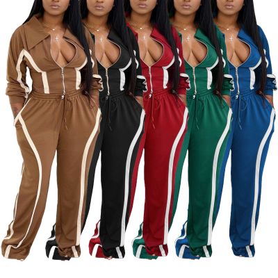 EVE Stripe Long Sleeve Cardigan Two Piece Pants Set AIL-335