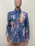EVE Casual Painted Long-Sleeve Shirt OLYF-6192