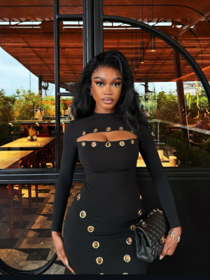 EVE Hollow Out Long Sleeve Mini Dress QODY-6069