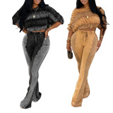 EVE Color Block Pleated Two Piece Pants Set AIL-334