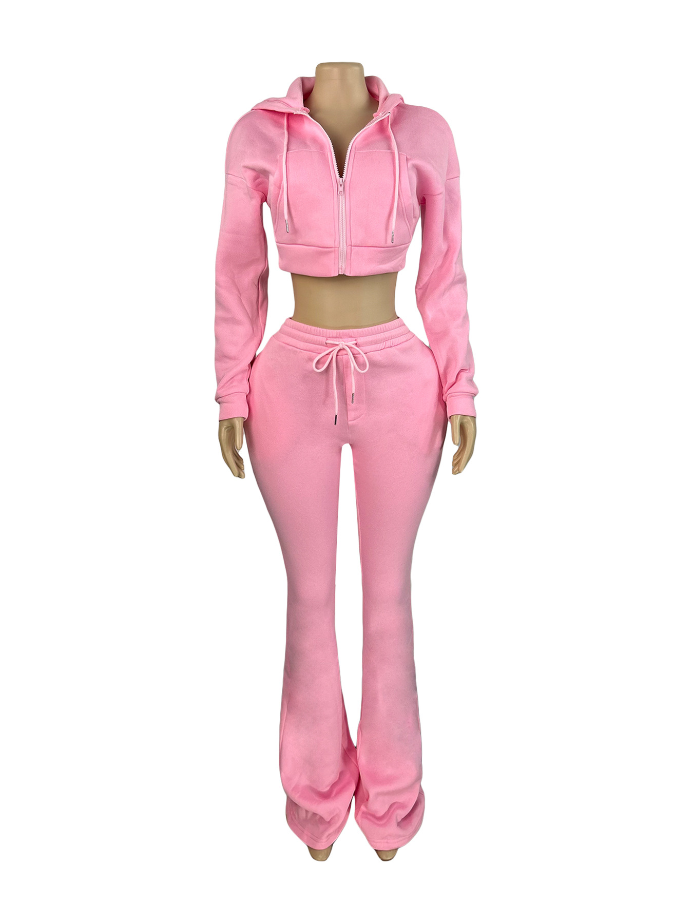 EVE | Wholesale EVE Fleece Hooded Sweatshirt Wide-Leg Pants Suit