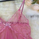 EVE Mesh Deep V Neck Lace Strapless Nightgown GJZY-3721