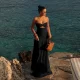 EVE Solid Color Wrap Chest Hollow Out Maxi Dress SUM-YJ24627PFO